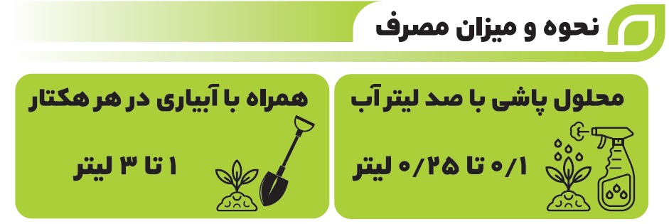جدول روش مصرف کود کلسیم شاور CALCIMIC