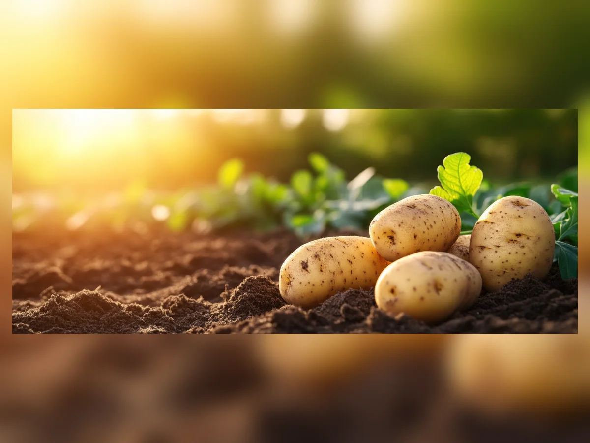 مزرعه سیبزمینی | Potato field مزرعه سیبزمینی و بوتههای در حال رشد | Potato field and growing plants